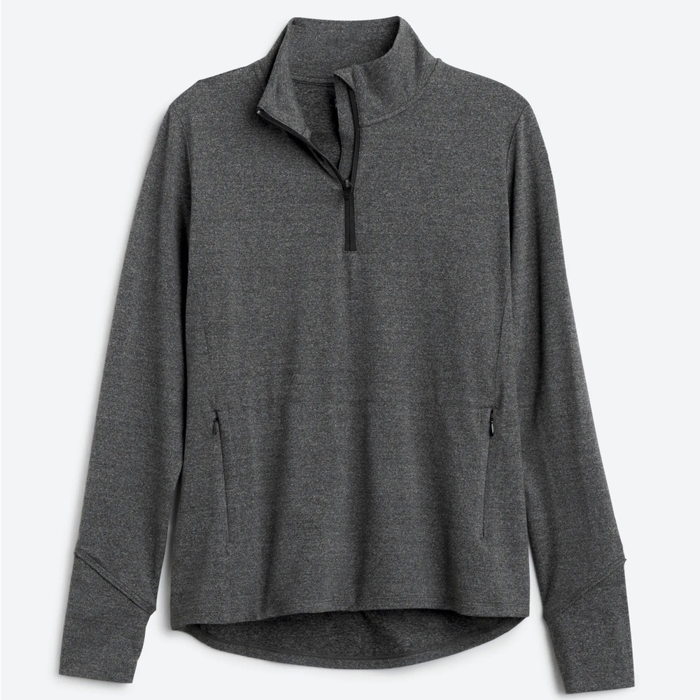 LIKE NEW Market & Spruce Dark Heather Gray Athletic Long Sleeve Half Zip Top (S)
